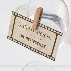 Movie Cinema Place Cards, Digital or Printed Custom Escort Cards, Personalized Table Name Tags, Movie Wedding Stationery Guest Favor Tags