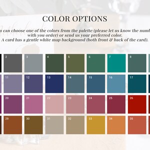 May include: A colour chart with 36 different colour swatches. The swatches are arranged in a grid of 6 rows and 6 columns. Each swatch is numbered from 1 to 36. The text "COLOR OPTIONS" is at the top of the chart.