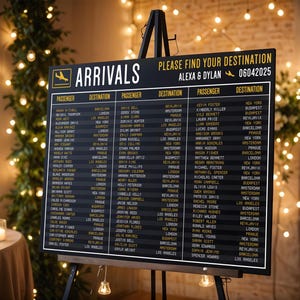Airport Board Seating Plan, Custom Travel-Themed Wedding Seating Chart image 6