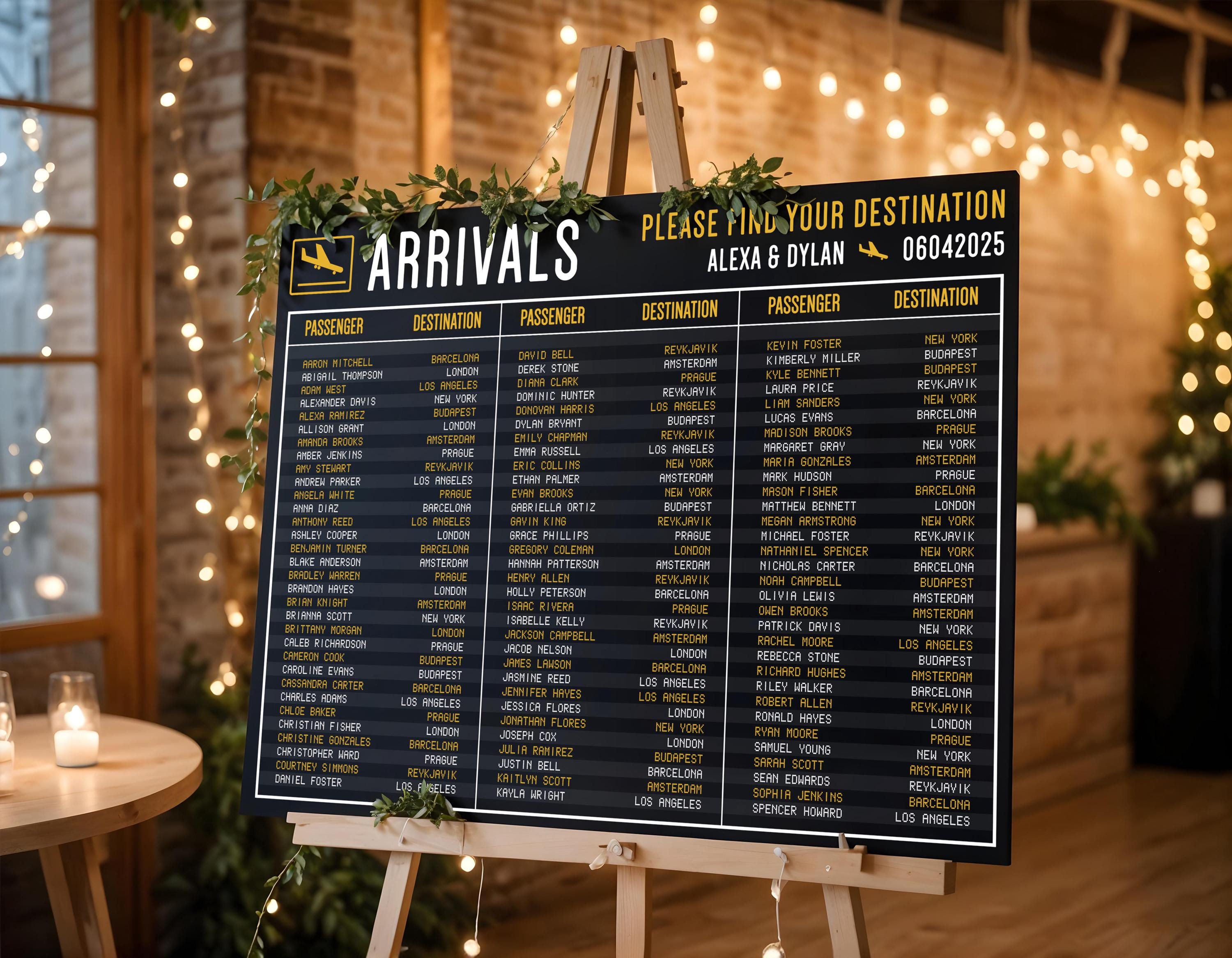 Travel Themed Wedding Seating Chart