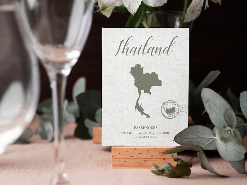 Travel Table Cards, Custom Destination Map Seating Plan image 1