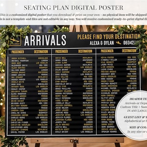 Airport Board Seating Plan, Custom Travel-Themed Wedding Seating Chart image 2