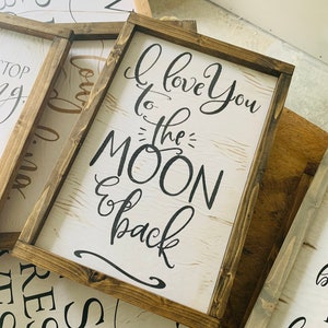Quotes wall art- I love you to the moon and back• Inspirational•  shabby• handmade farm style framed décor
