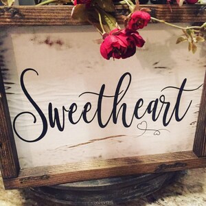 手作りの農場スタイルの看板•スイートハート-ユニーク-素朴な-シャビーな額入り装飾