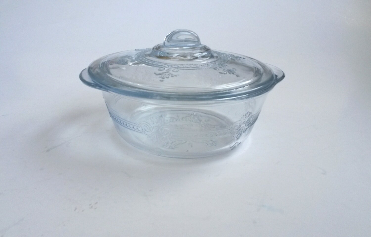 Fire King small glass casserole with lid Sapphire Blue Etsy