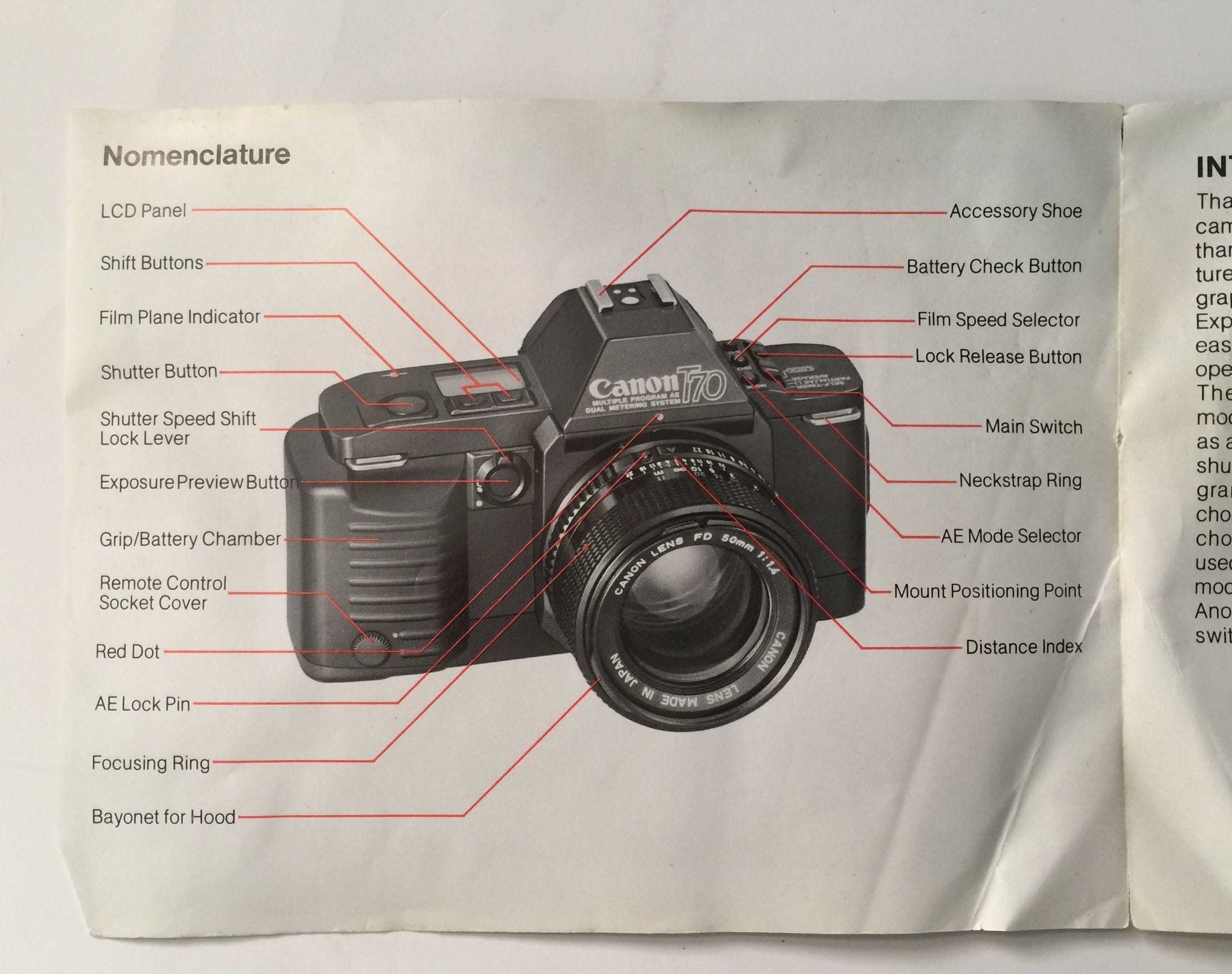 1984 Canon T70 Manual de instrucciones original de la cámara Etsy