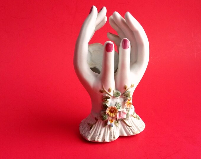 Vintage Lefton Porcelain Hand Vase Hand Ring Holder Ceramic Etsy
