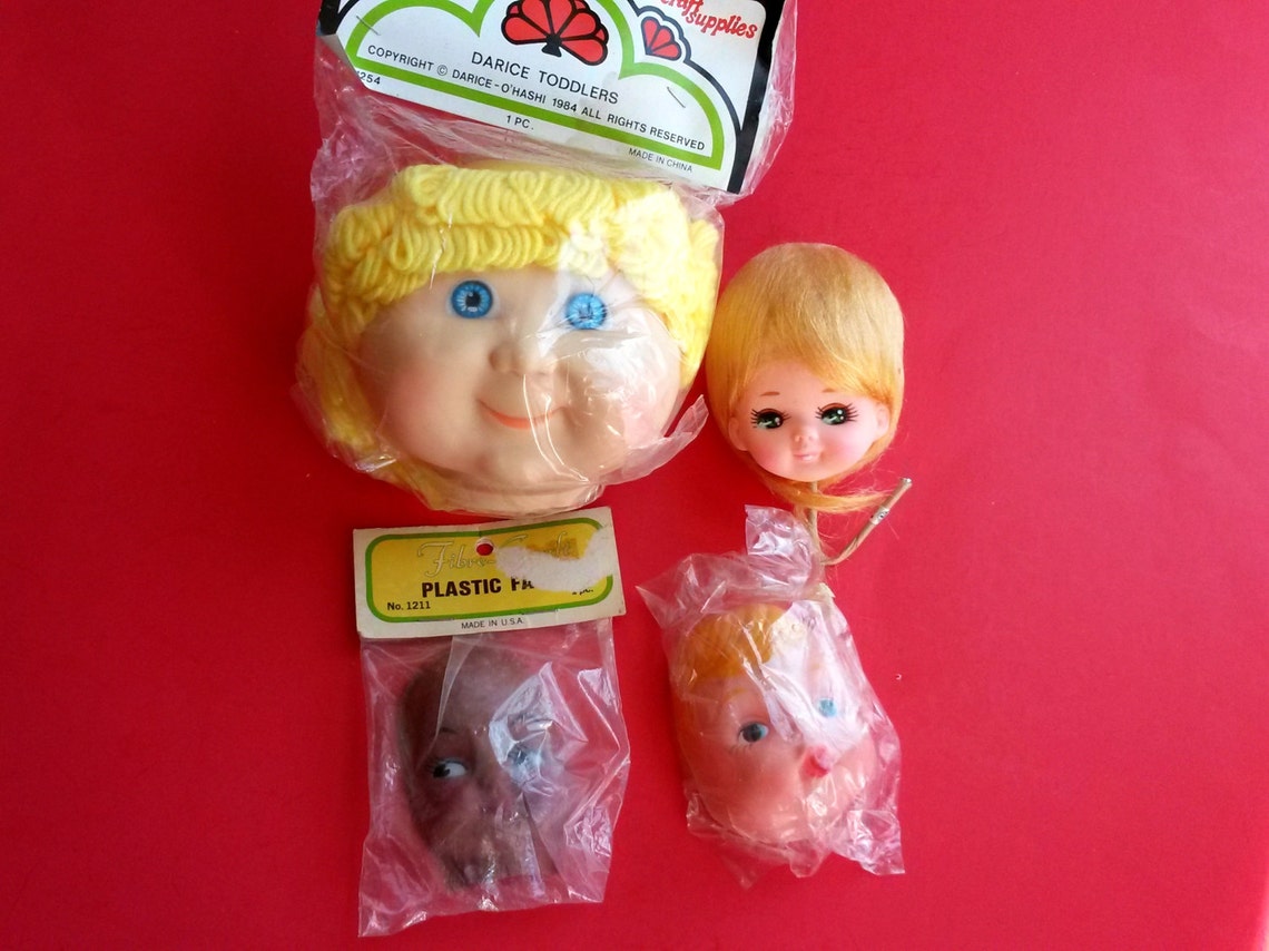 Vintage rubber doll heads lot doll half faces NOS doll heads Etsy