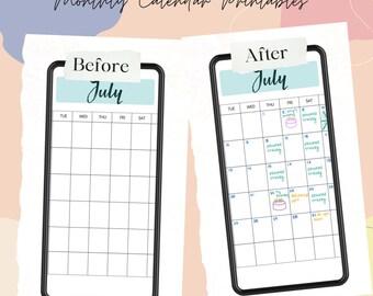 Blue Digital Printable Calendar: Instant Download! Great for Digital Planners or as a Printable Planner!