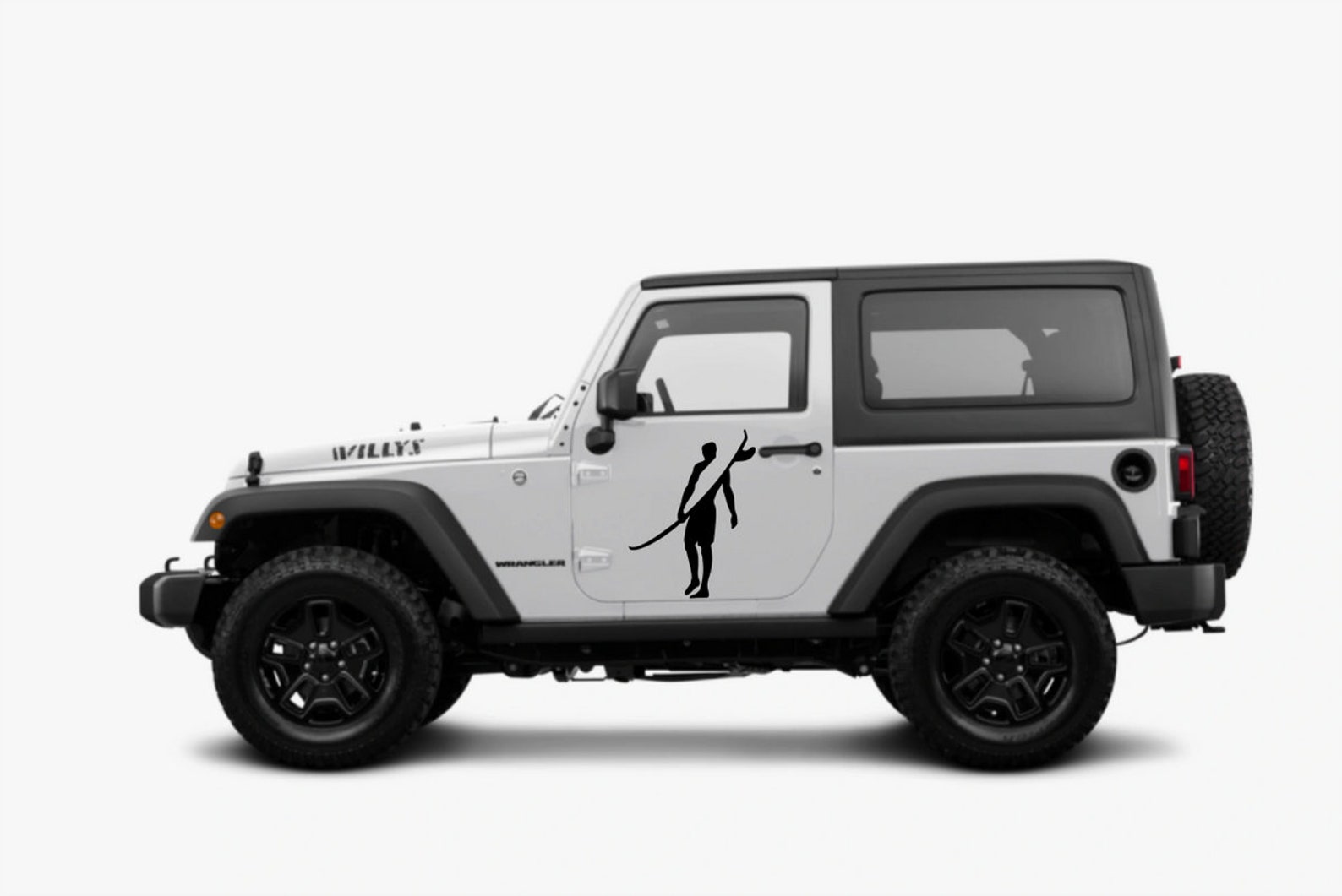 Surfer with surfboard vinyl decal car truck sticker | Etsy