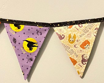Salem Witch Sisters / Flag Bunting / Garland / Decoración de Halloween / Watch Party