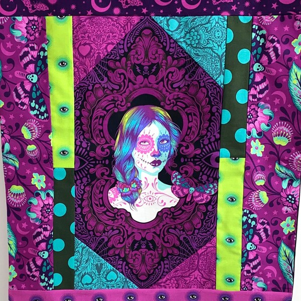 Banner / Dia De Los Muertos/ Sugar Skull Ladies / De La Luna / Tula Pink / Handmade