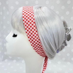 Red Check Print // Non-Slip/ Headband/ Good for Fine or Thinning Hair/ Handmade