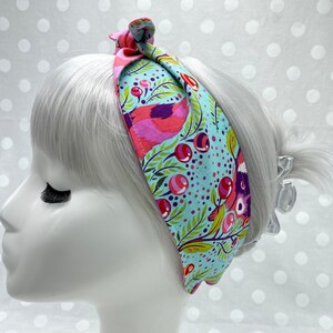 All Star Raccoon Tula Pink Print // Non-Slip // Bandana // Hair Scarf // Headband // Good for Fine or Thinning Hair, Handmade