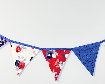 Handmade USA Flag Garland: Patriotic Cotton Bunting, 4th of July Decor