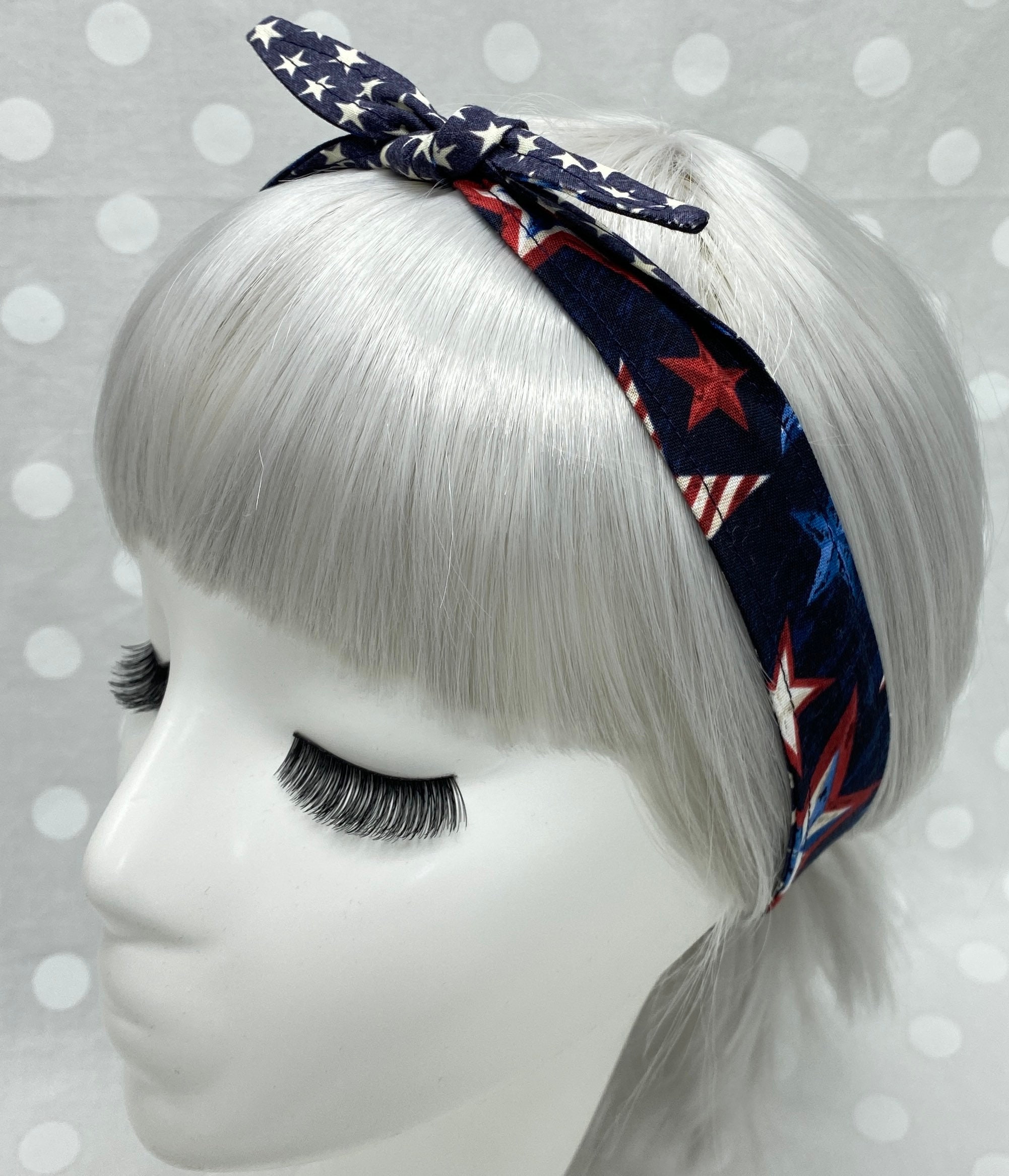 8 Other Reasons Patriotic Stars and Stripes Headband Patriotic Star Headband: Americana Print, Non-slip Snap  main image 2