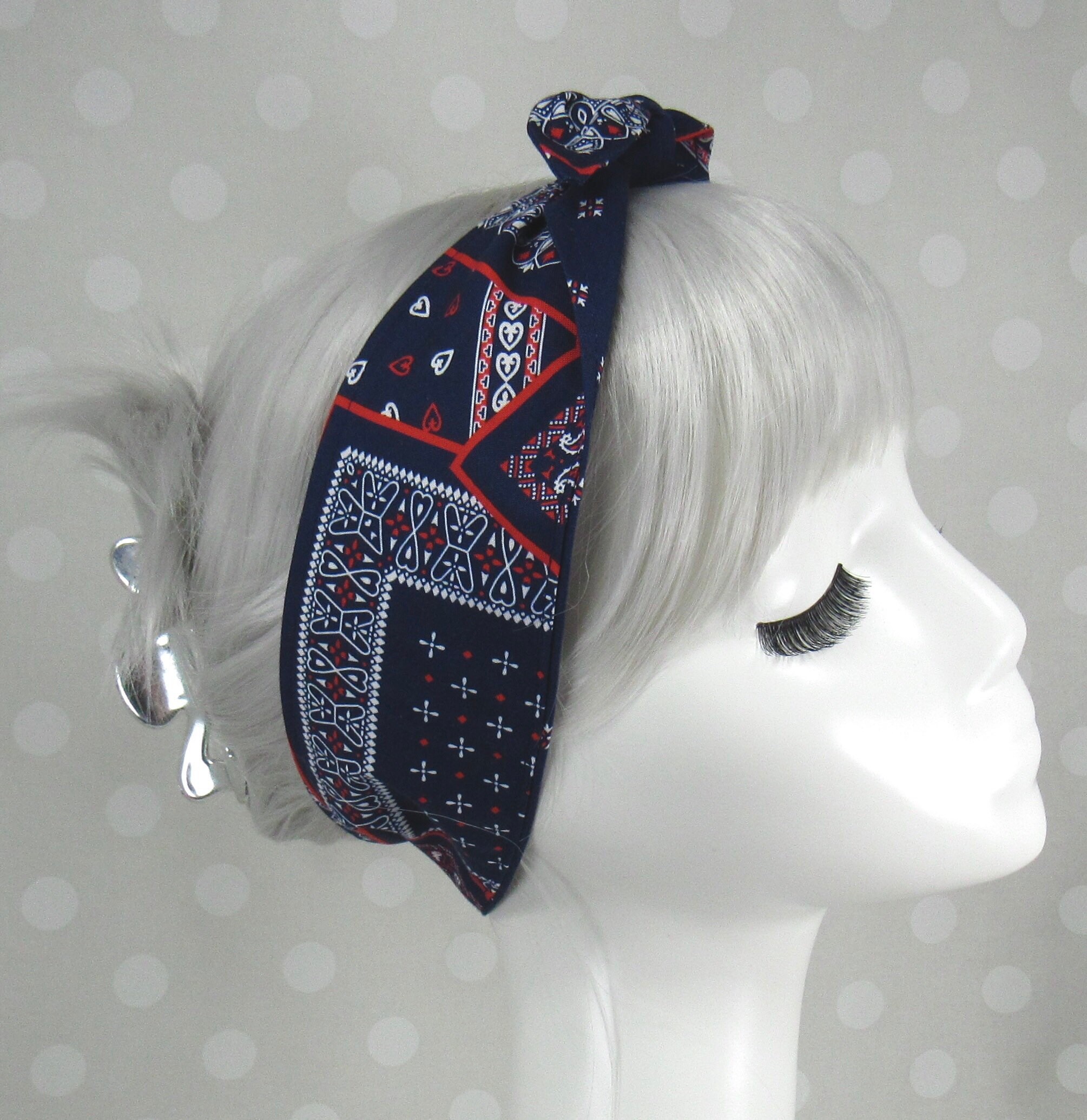 Navy Bandana Print Patriotic // NonSlip // Bandana // Hair Etsy