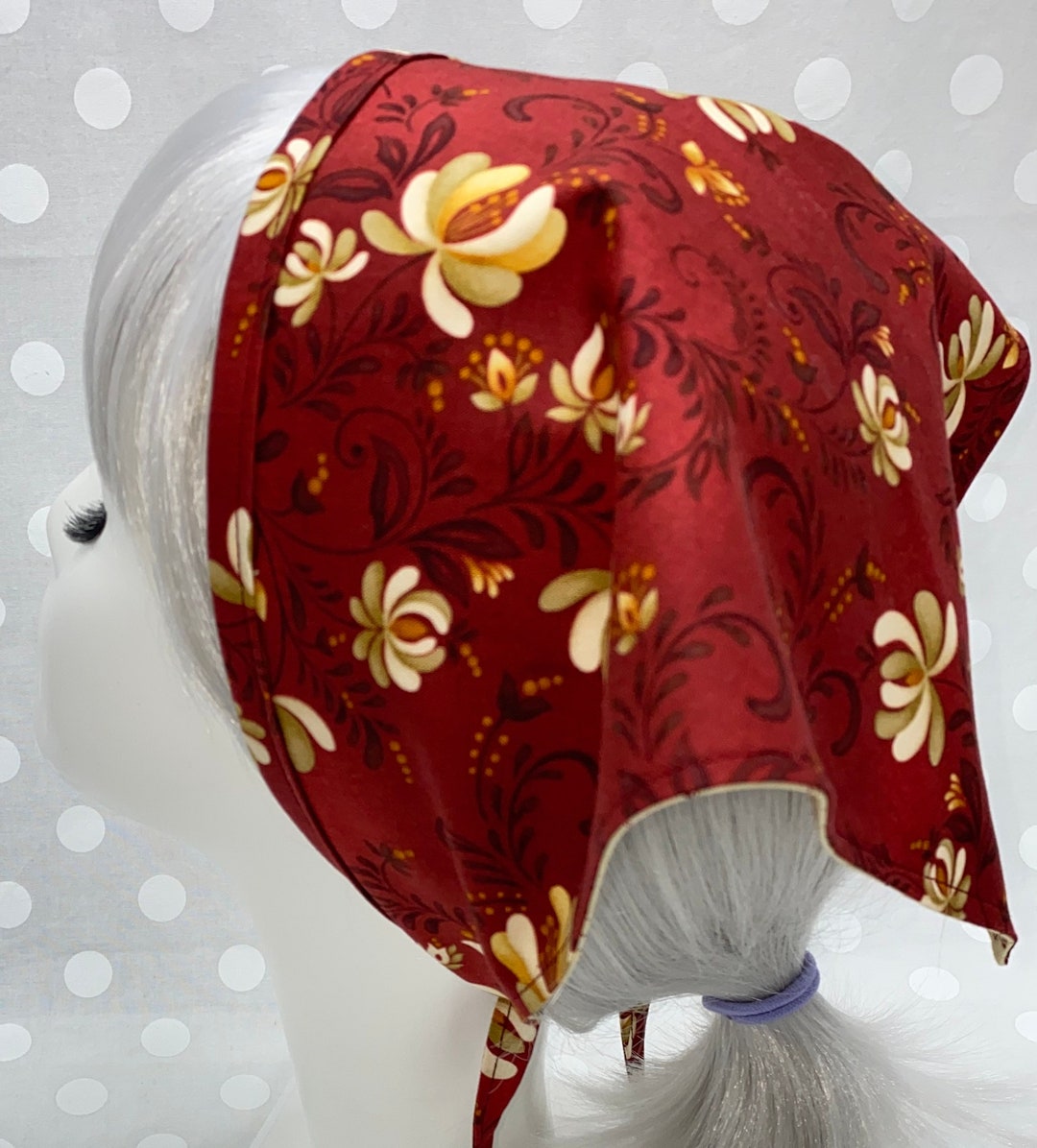 Floral Cotton Kerchief: Non-slip Triangle Hair Scarf With  display picture 3