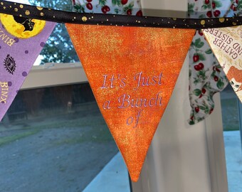 Salem Witch Sisters / Flag Bunting / Garland / Decoración de Halloween / Watch Party