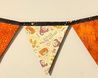 Salem Witch Sisters / Flag Bunting / Garland / Decoración de Halloween / Watch Party