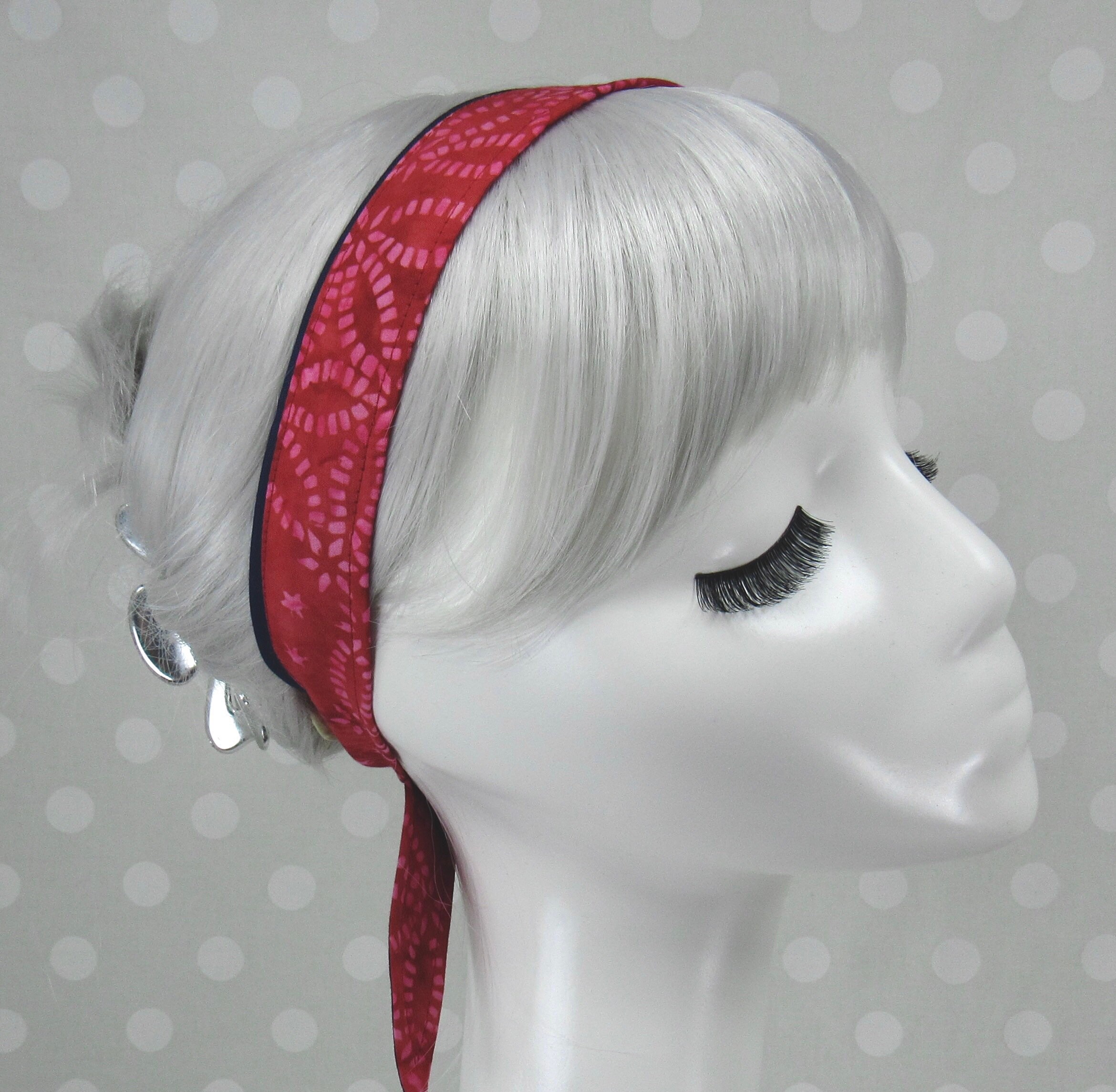 Red and Navy Circle Star Bandana Print/ Non-Slip/ Headband/ | Etsy