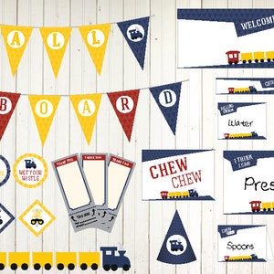 All Aboard Printable Birthday or Shower Train Party Decorations