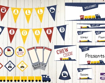 All Aboard Printable Birthday or Shower Train Party Decorations