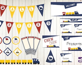 All Aboard Printable Birthday or Shower Train Party Decorations