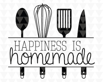 La felicidad es una cocina casera SVG – Decoración de pared de cocina (Descarga digital)