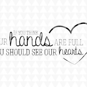 If you think our hands are full, you should see our hearts - SVG, PDF, JPEG, cricut design, home decor, family word art