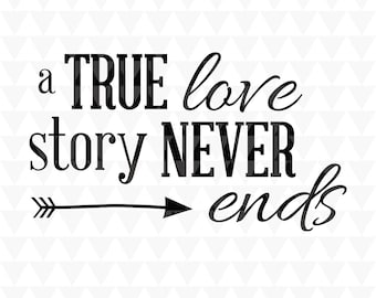 SVG de una historia de amor que nunca termina – Arte de palabras romántico (descarga digital)