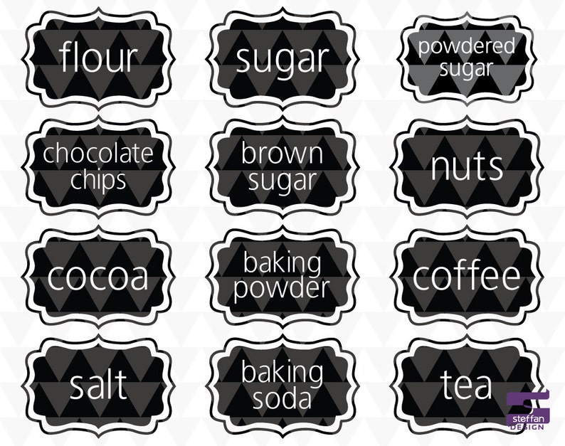 Kitchen Labels SVG PDF JPEG Printable Kitchen Labels Etsy