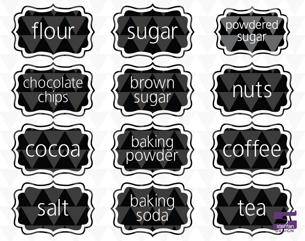 Kitchen Labels SVG PDF JPEG Printable Kitchen Labels Etsy