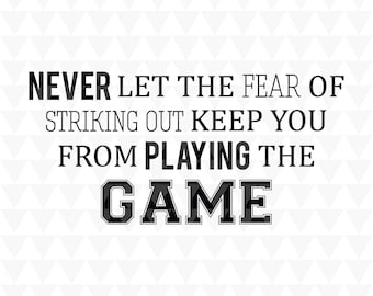 Frase motivacional para el vestuario – Decoración de pared para sala de béisbol (SVG, PDF, JPEG)