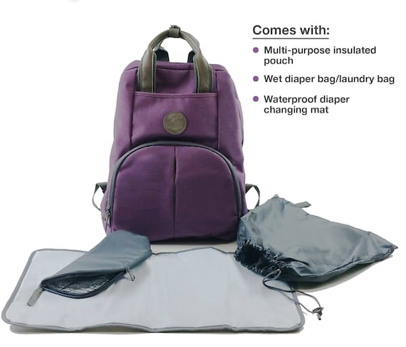 purple backpack diaper bag