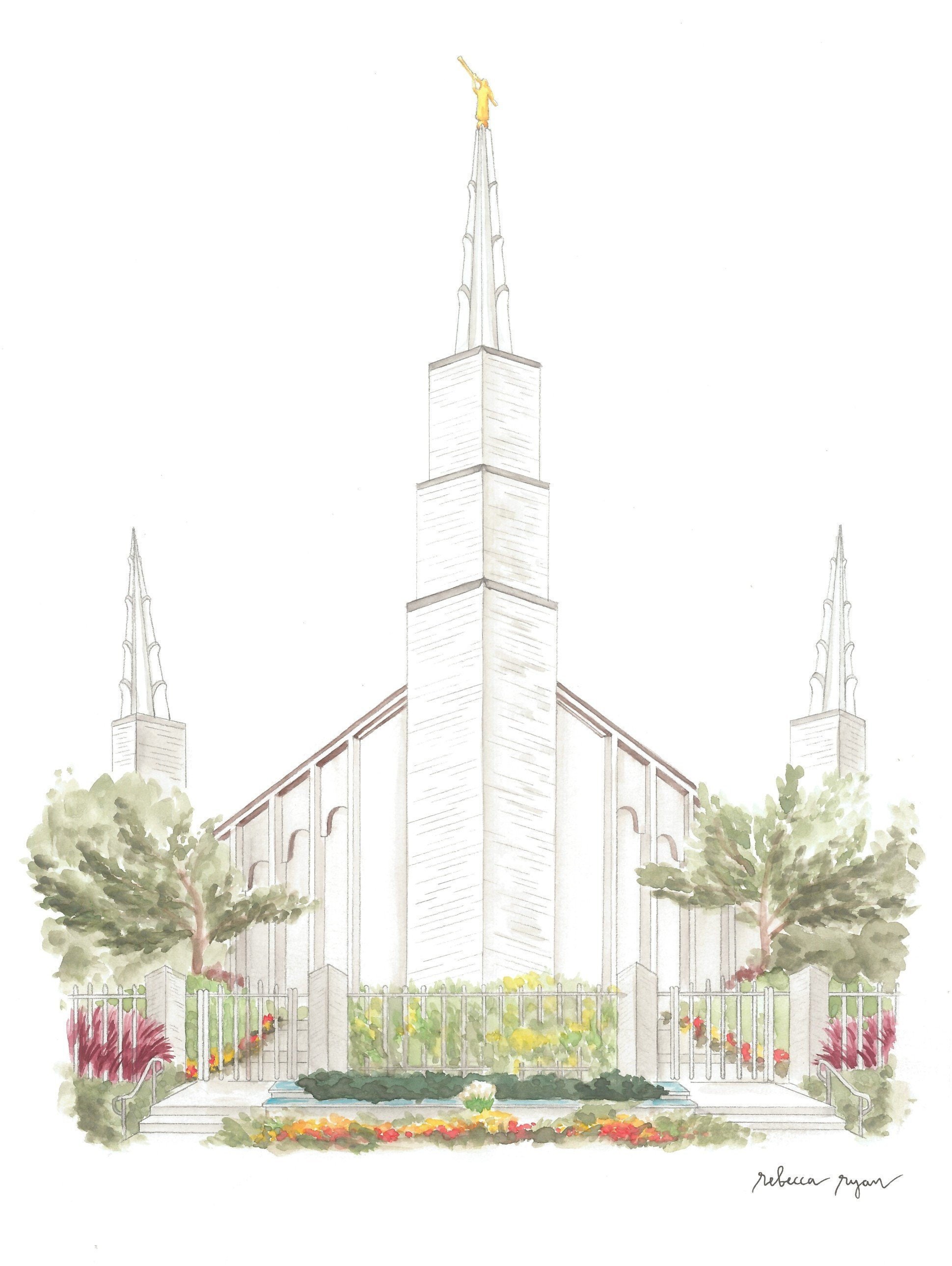 Boise Idaho LDS Temple Watercolor Painting original by - Etsy