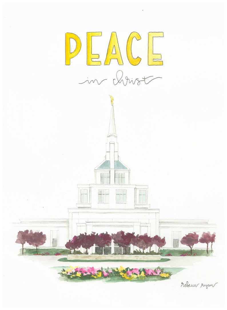 Billings Montana Lds Temple Peace In Christ Theme Watercolor Painting Print Watercolor Art Collectibles Senerval Eu