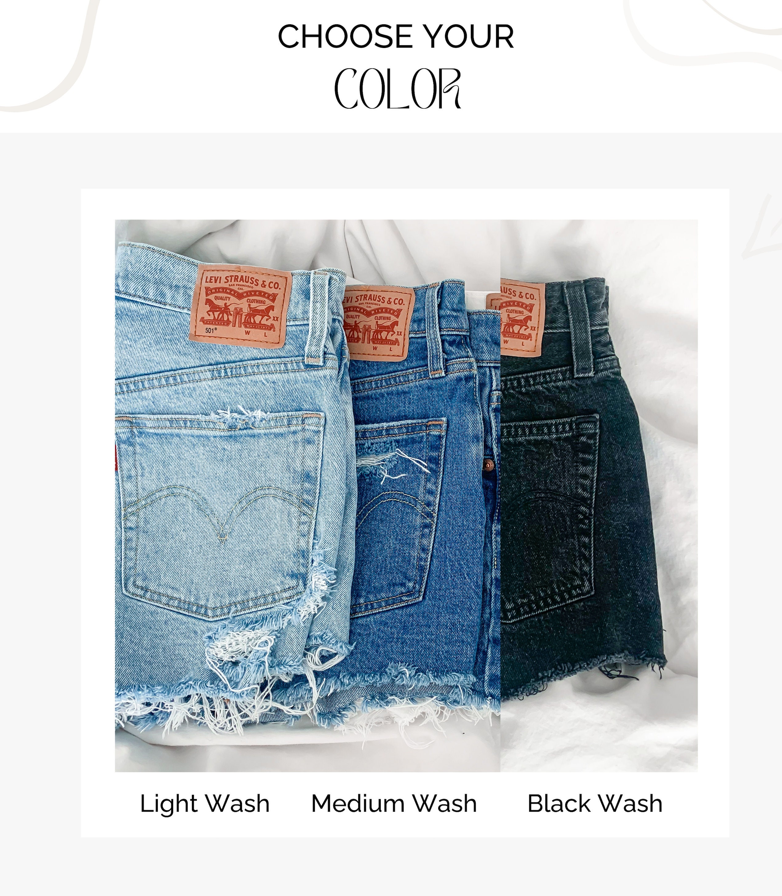 CUSTOM DISTRESSING - 501 LEVIS High Waisted Denim Shorts 501
