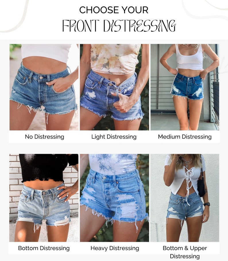 CUSTOM DISTRESSING 501 LEVIS High Waisted Denim Shorts 501 CutOff image 3