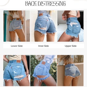 CUSTOM DISTRESSING 501 LEVIS High Waisted Denim Shorts 501 CutOff image 4