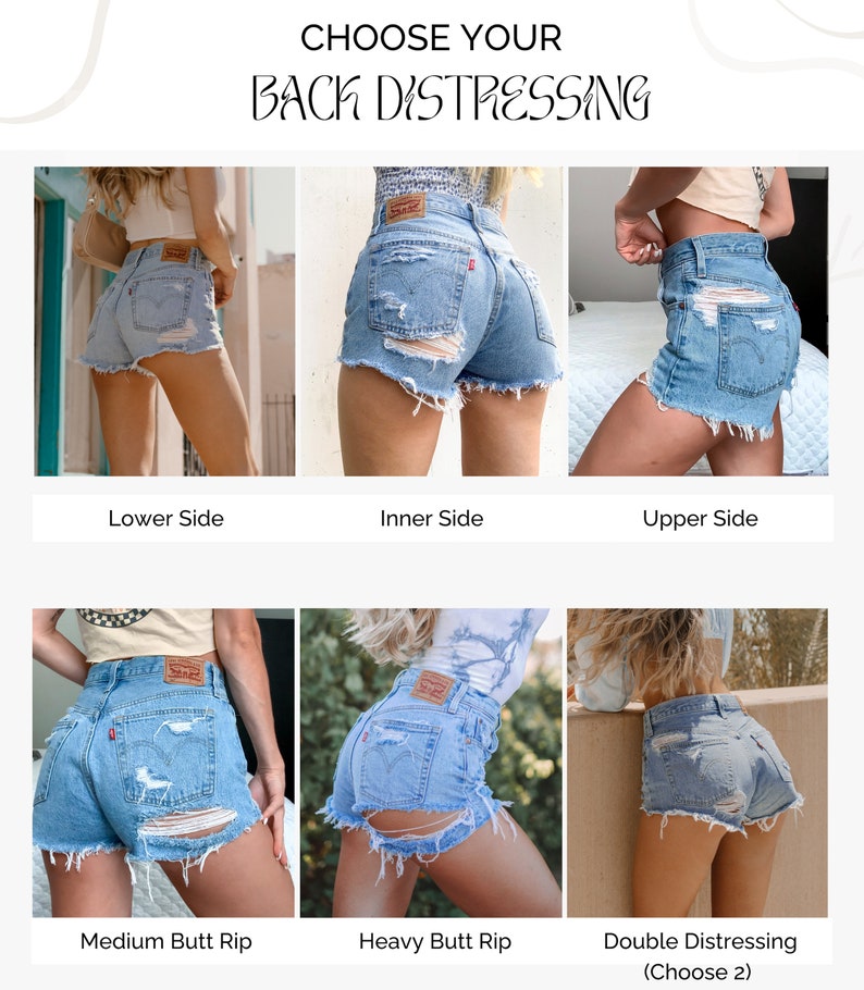 CUSTOM DISTRESSING 501 LEVIS High Waisted Denim Shorts 501 CutOff image 4