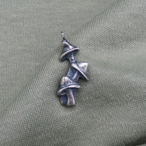 Mushroom Trio Necklace, Sterling Silver Mushroom Pendant