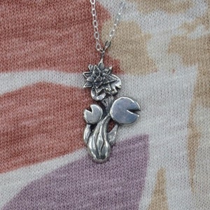 Koi Fish Sterling Silver Pendant, Koi Pond Necklace, Lily Pad Necklace