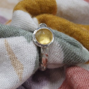 Yellow Sapphire Sterling Silver Ring, Honeycomb Pattern Ring, Gemstone Ring
