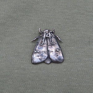African Peach Moth Pendant, Sterling Silver Moth Necklace, Silver Nature Jewelry