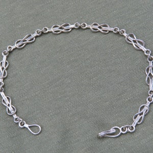 Knot Chain Link, Handmade Chain, Sterling Silver Bracelet