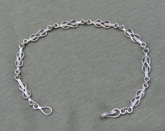 Pulsera de plata de ley con eslabones de cadena de nudo, hecha a mano