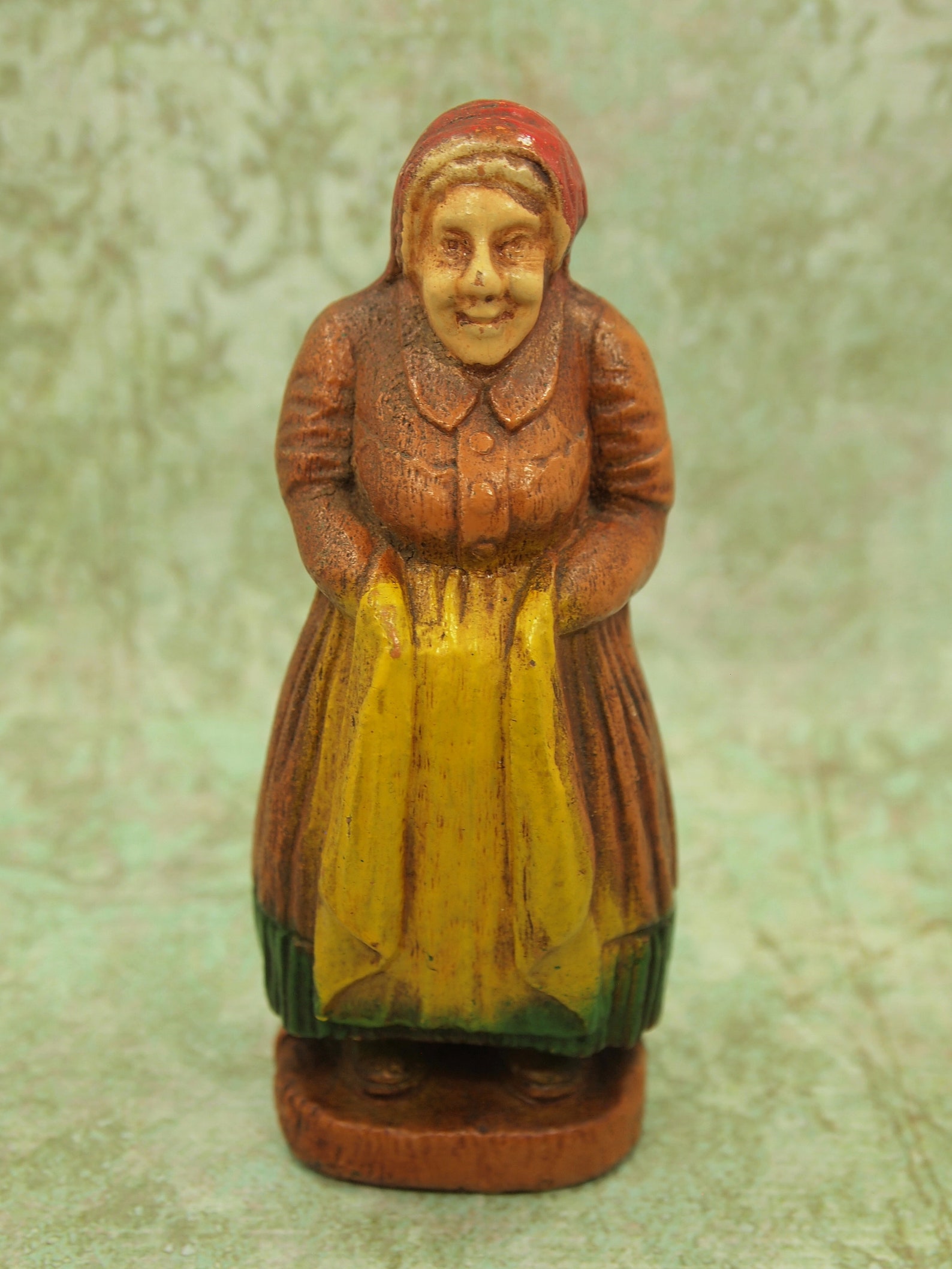 Vintage Primitive Pressed Wood Figurine Peasant Woman Etsy