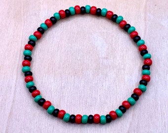 Pulsera de cuentas rojas, negras y verdes: Colores panafricanos, Juneteenth 2026
