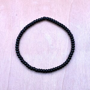 Thin Black Seed Bead Bracelet: Minimalist Friendship Bracelet